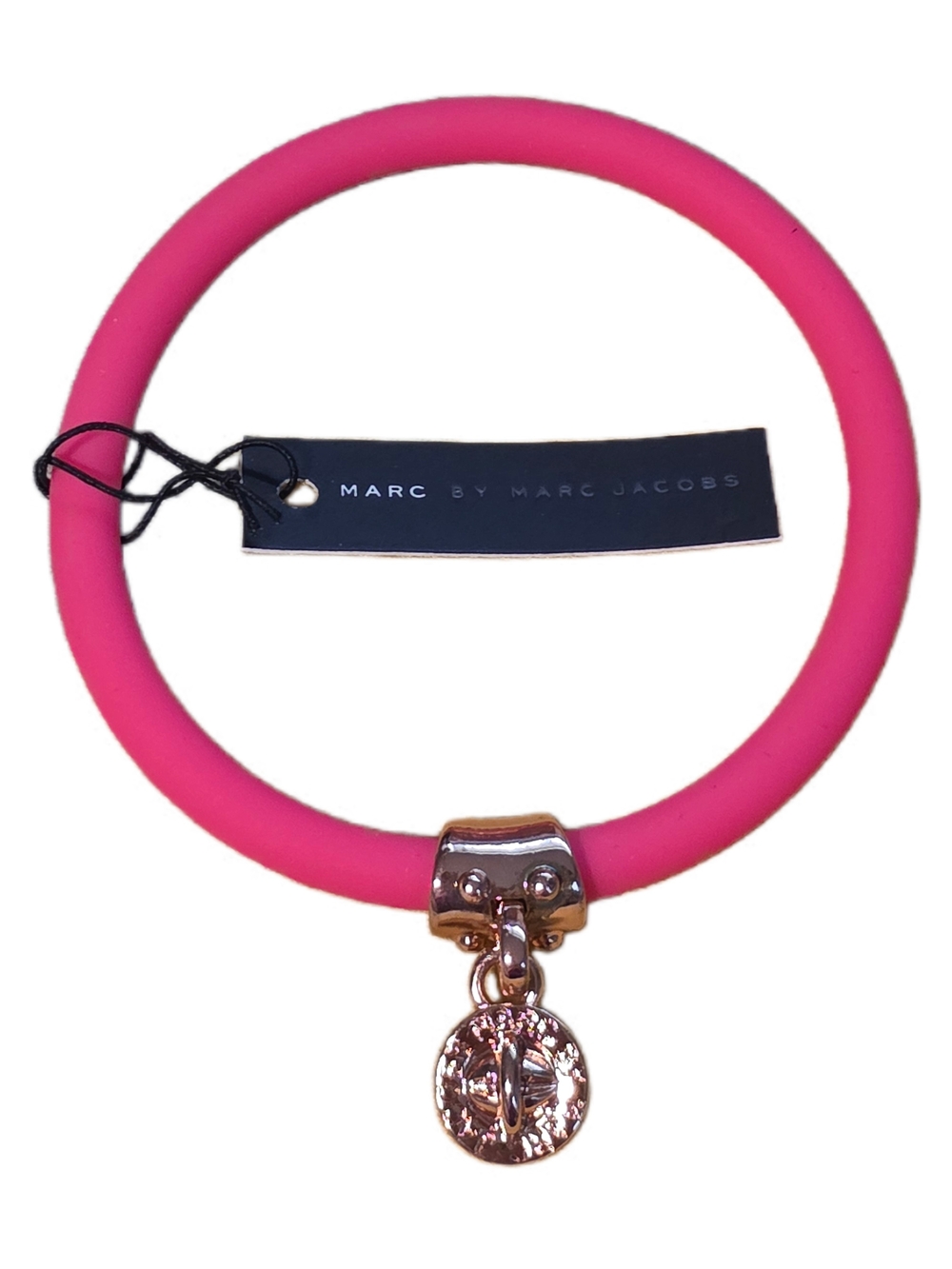 Marc by Marc Jacobs Hot Pink Silicone Bracelet with Gold-Tone Charm